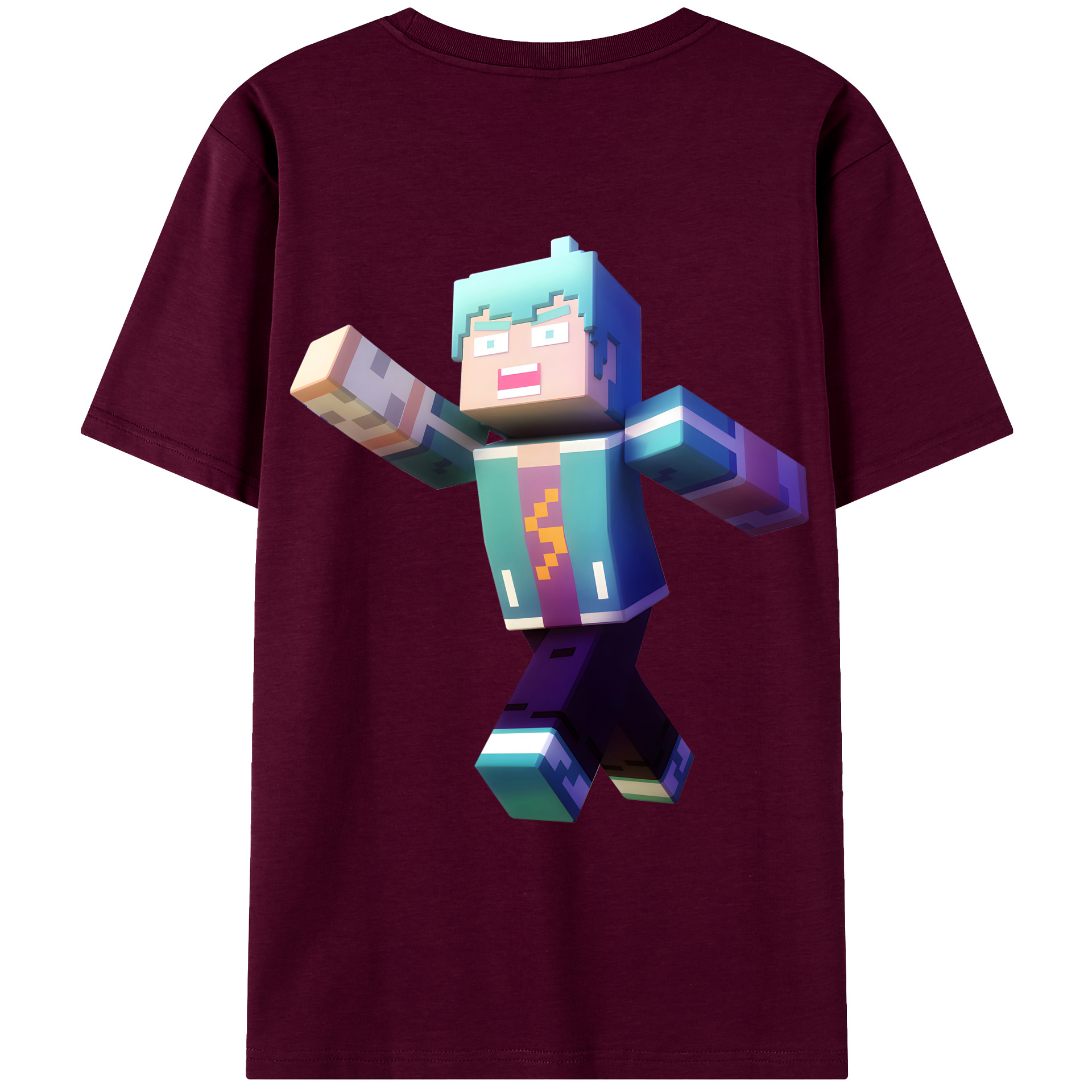（画像用） マインクラフト ブロックの世界 Minecraft MC Block world レディース半袖Tシャツ(バックプリント)